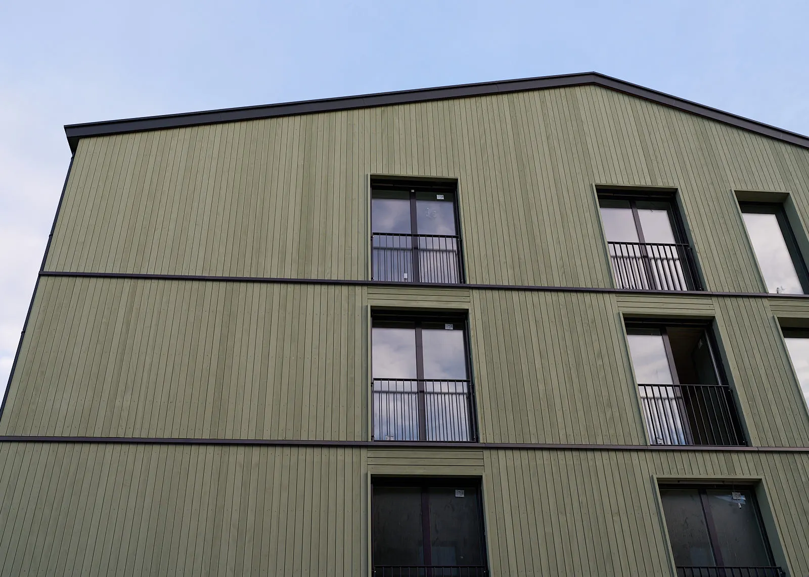 Rüschlikon: Giebelfassade in grünem Holz